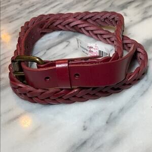 NWT Women's Red Narrow Braided Belt .75" W x 33" L